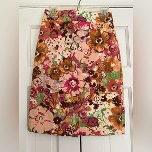 J crew peach Floral pencil Skirt 0